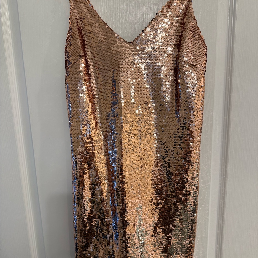 ASOS Glittering Sequin Mini Dress in Gold and Brown